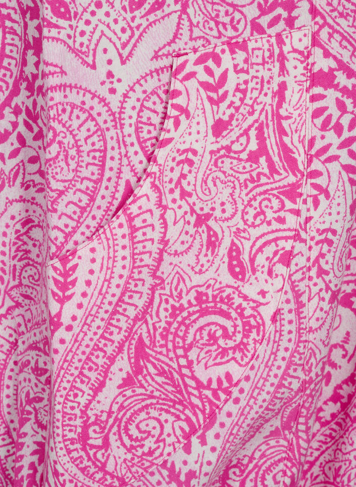 Katoenen jurk met korte mouwen en paisleyprint, Roze, Packshot image number 3
