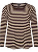 Gestreepte blouse met lange mouwen, Bruin, Packshot image number 0