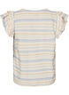 Mouwloze blouse met ruches en gestreept patroon, Vanille, Packshot image number 1