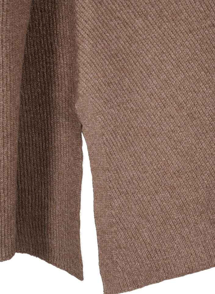 Gemêleerde pullover met zijsplit, Walnut/White Mel., Packshot image number 3