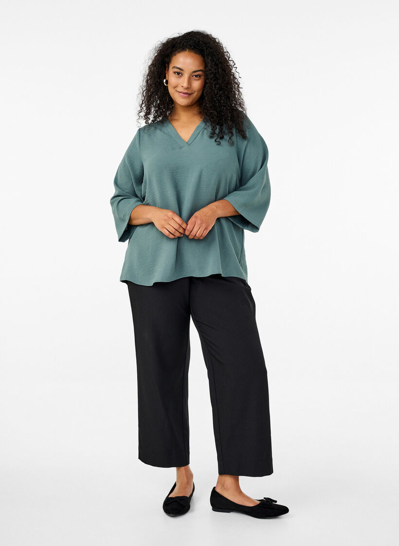 Blouse met 3/4 mouwen, Groen, Model image number 1