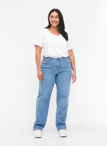  Gemma-jeans met hoge taille en rechte pasvorm, Light blue, Model image number 0