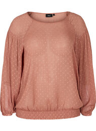 Blouse met lange mouwen en smokwerk, Burlwood