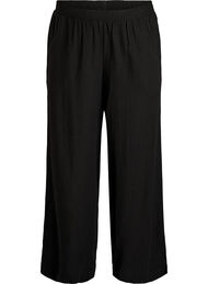 Wijde linnen en viscose broek, Zwart