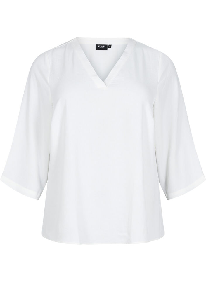 Blouse met 3/4 mouwen, Vanille, Packshot image number 0
