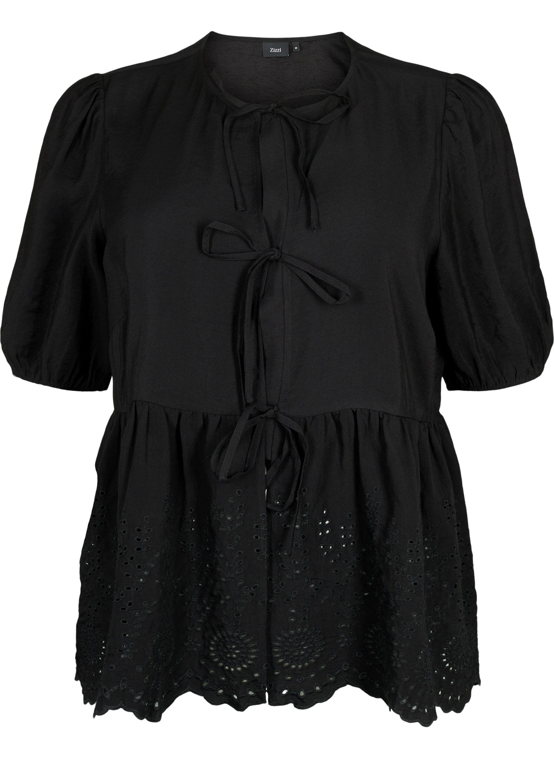 Zizzi Viscose blouse met anglaise borduursel, Black, Packshot image number 0