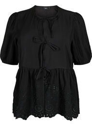 Viscose blouse met anglaise borduursel, Black