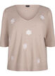 Gebreide blouse met geborduurde bloemen, Simply Taupe Mel., Packshot image number 0