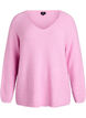 Gebreide blouse met V-hals en raglanmouwen, Roze, Packshot image number 0