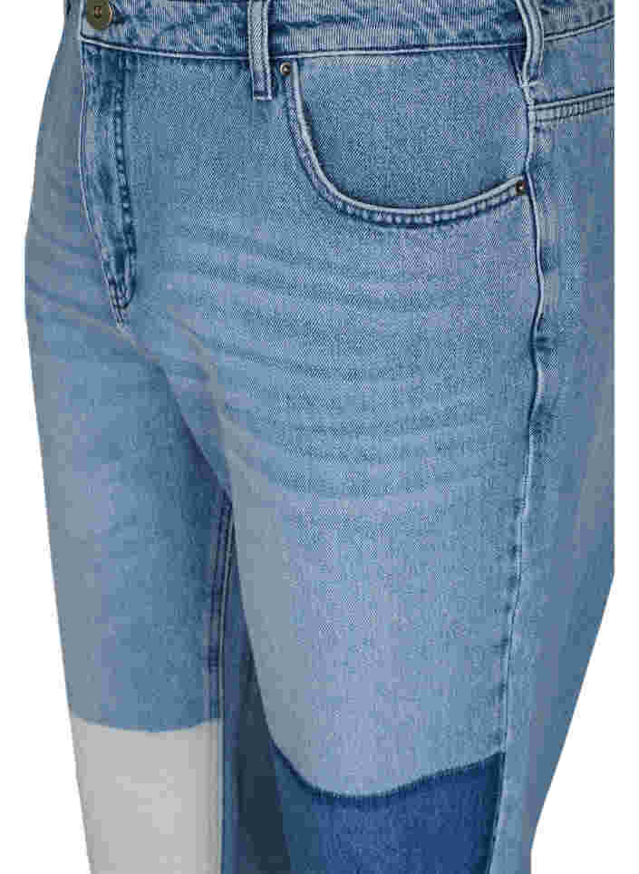 Mille mom-fit jeans met colour-blocking, Blue Denim Comb, Packshot image number 2