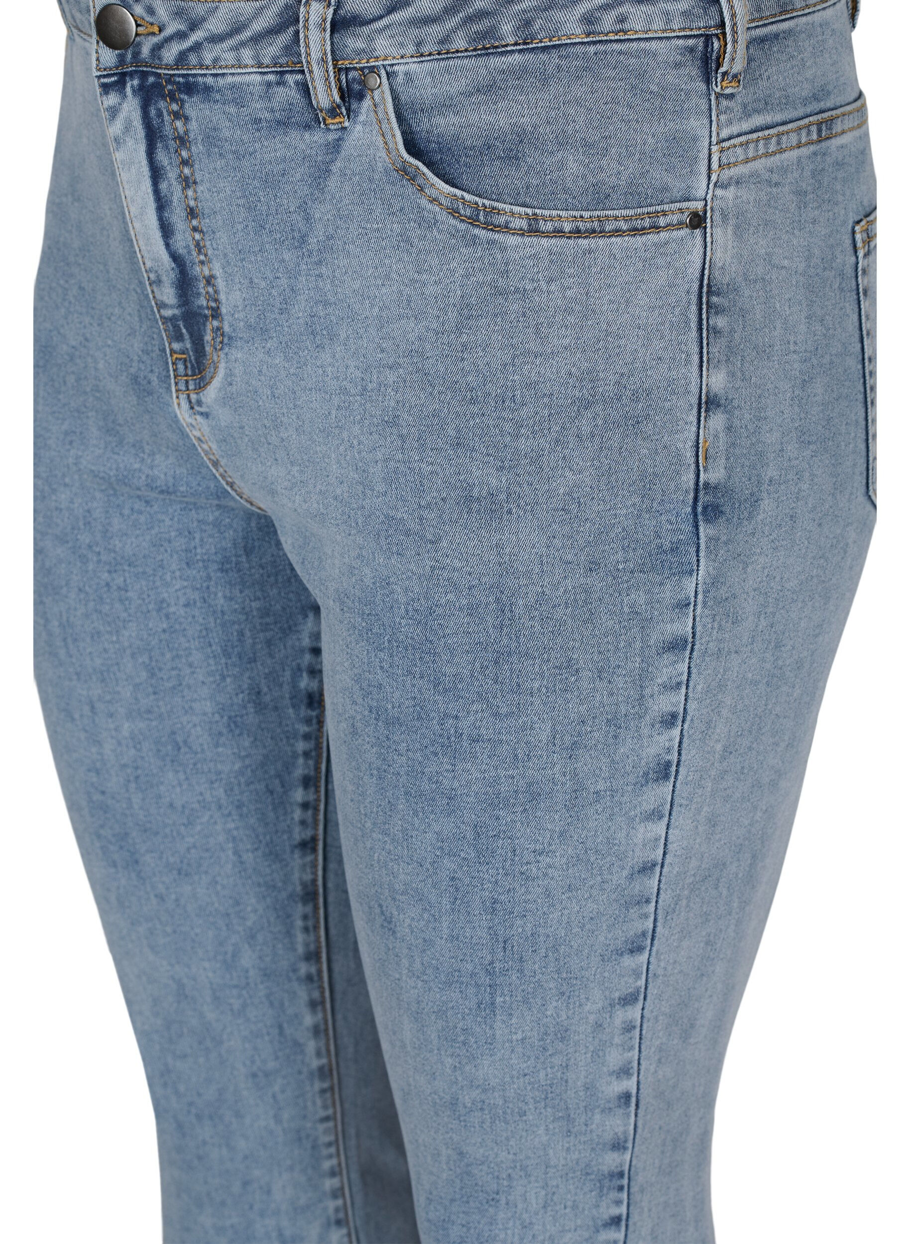 Zizzi Cropped Amy jeans met strikjes, Light blue, Packshot image number 2