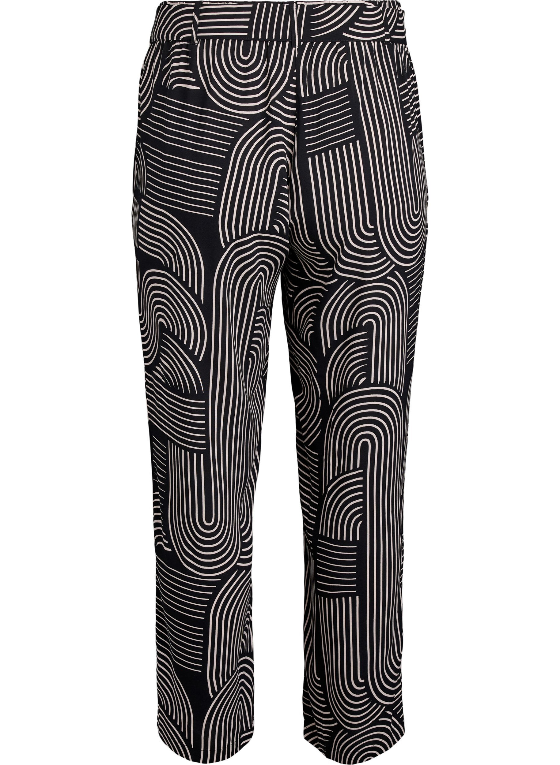 Zizzi Viscose broek met hoge taille, Zwart, Packshot image number 1