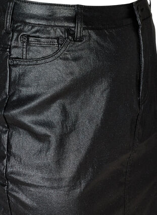 Nauwsluitende glanzende rok met split, Black w/glitter, Packshot image number 2