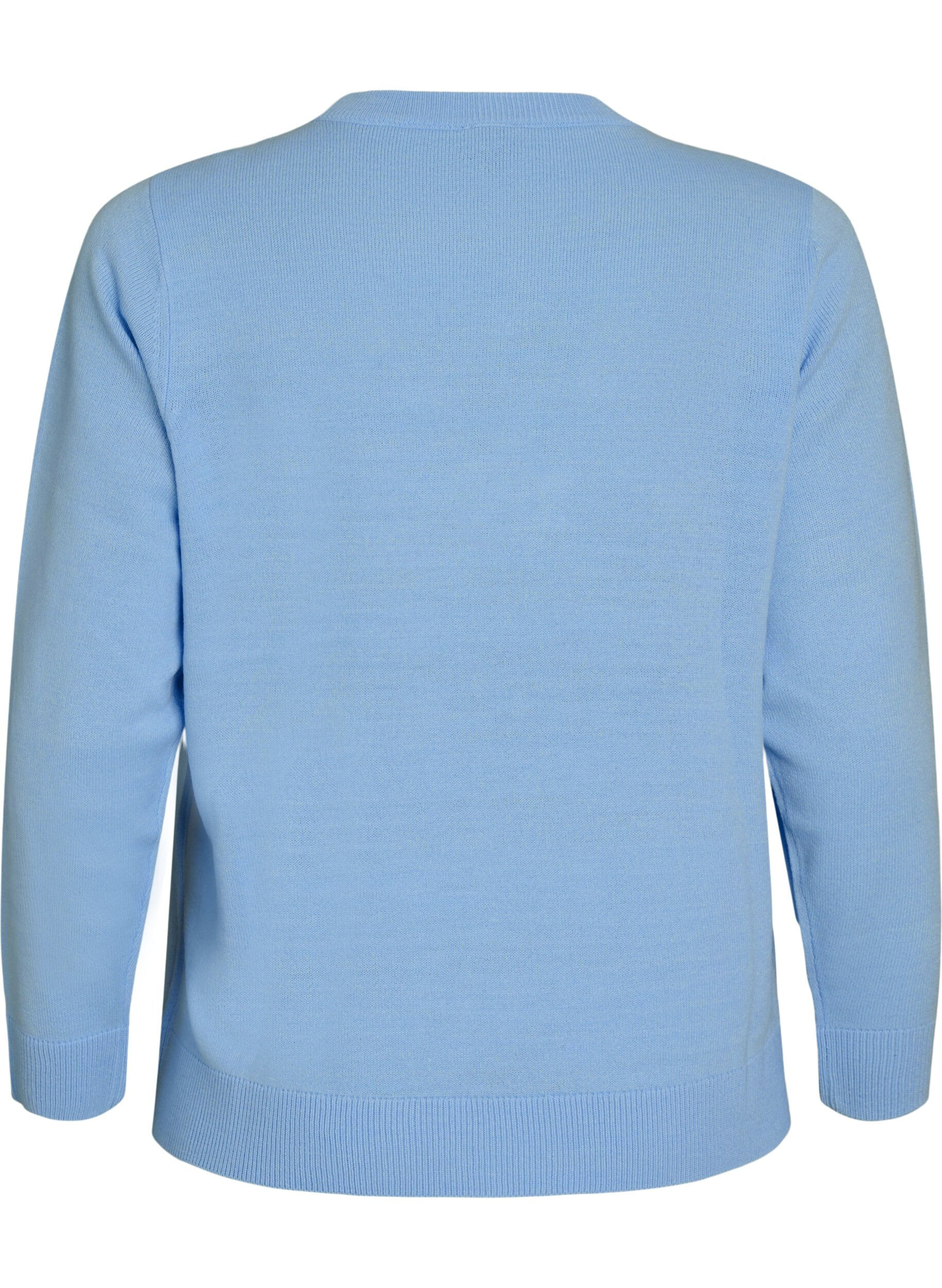 ZizziGebreide blouse met een kerstmotief, Blauw, Packshot image number 1