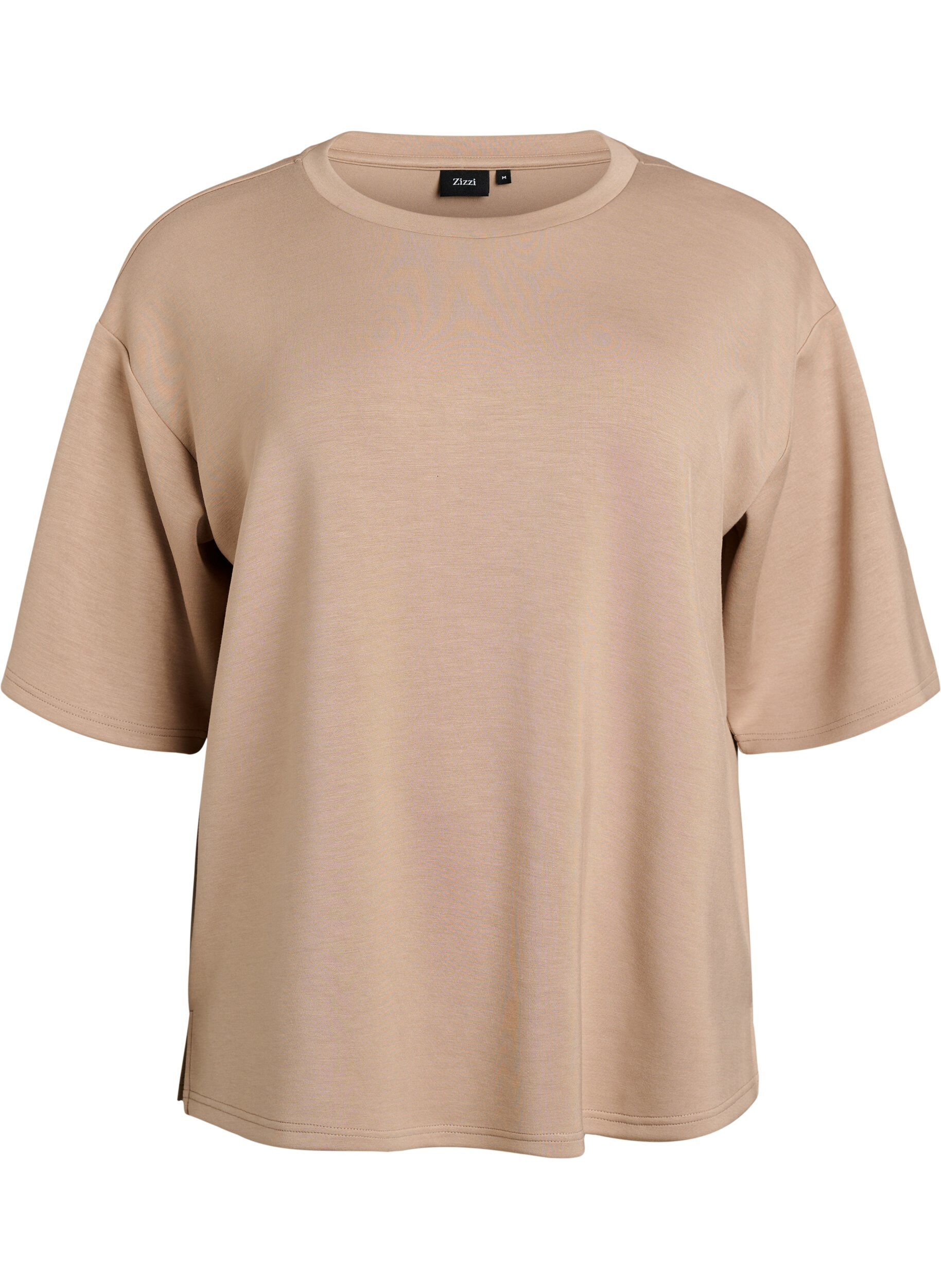 Zizzi Losse pasvorm T-shirt met halflange mouwen, Beige, Packshot image number 0