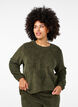 Losse teddyblouse met ronde hals, Forest Night, Model image number 0