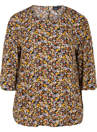Viscose blouse met bloemenprint, Black Ditsy, Packshot image number 0