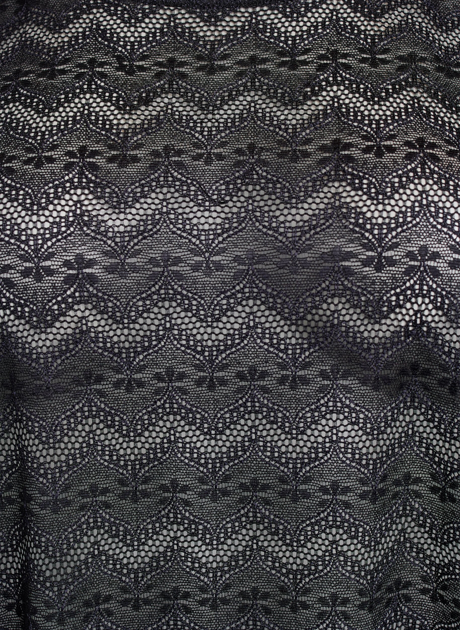 Zizzi Kantblouse met korte mouwen en gegolfde zoom, Zwart, Packshot image number 2