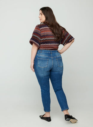 Sanna jeans met split aan de enkel, Dark blue denim, Model image number 0