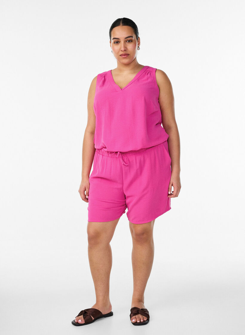 Korte broek met zakken en elastische tailleband, Roze, Model image number 1