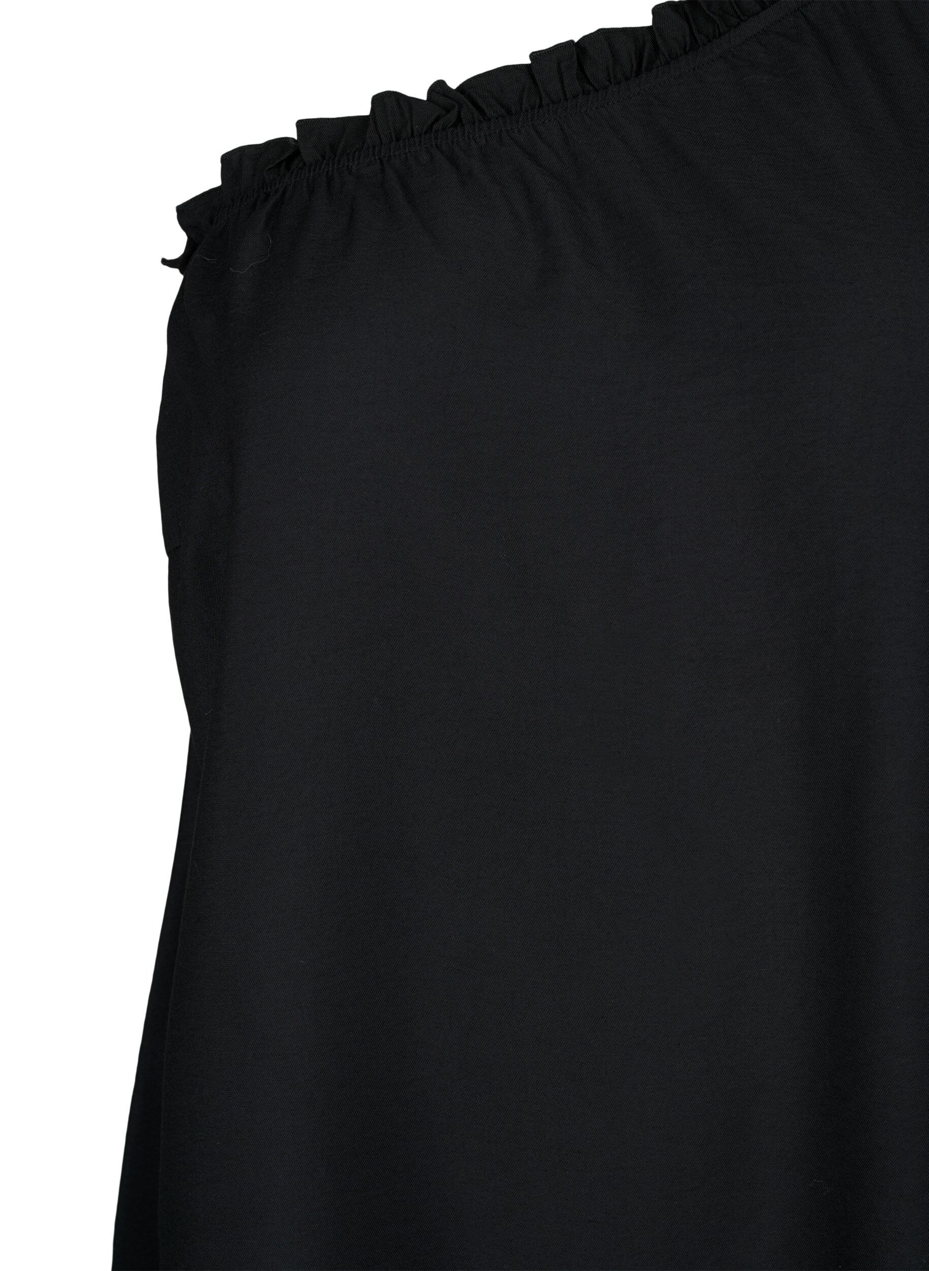 Zizzi One-shoulder jurk van viscose, Zwart, Packshot image number 2