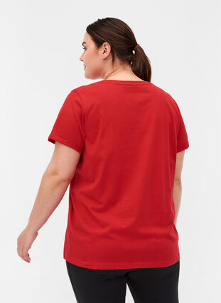 Katoenen sport t-shirt met print, Haute Red, Model image number 1