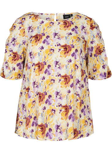 Gebloemde blouse in viscose, Flower AOP, Packshot image number 0