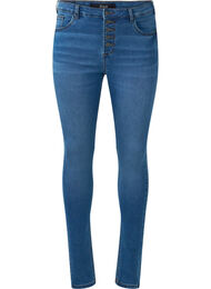 High-waisted Amy jeans met knoopsluiting, Blue Denim