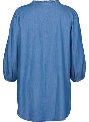 Katoenen denim jurk met strikdetails, Blue denim, Packshot image number 1