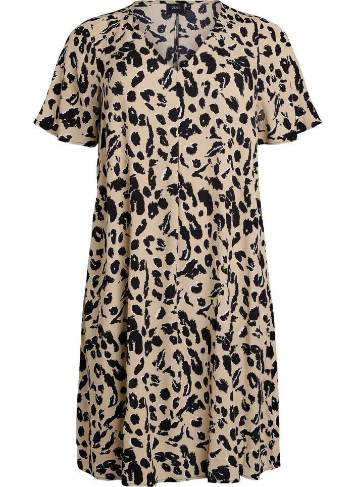 A-lijn jurk van viscose, Beige, Packshot image number 0