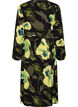 Bloemen wikkeljurk in viscose met een strikceintuur, Zwart, Packshot image number 1