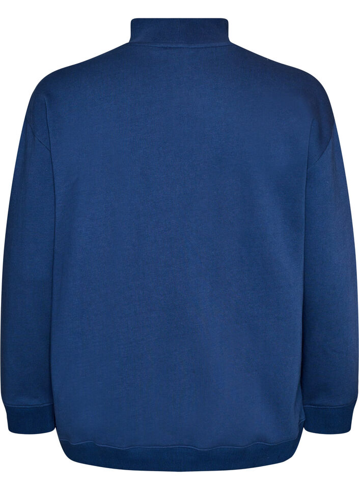 Sweatshirt met hoge hals en sportief motief op de voorkant, Blauw, Packshot image number 1