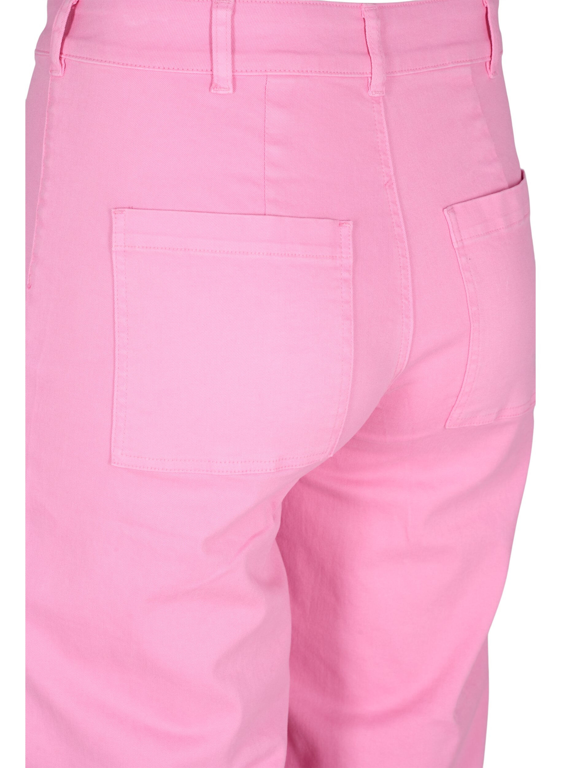 Zizzi Flared jeans met high waist, Roze, Packshot image number 3