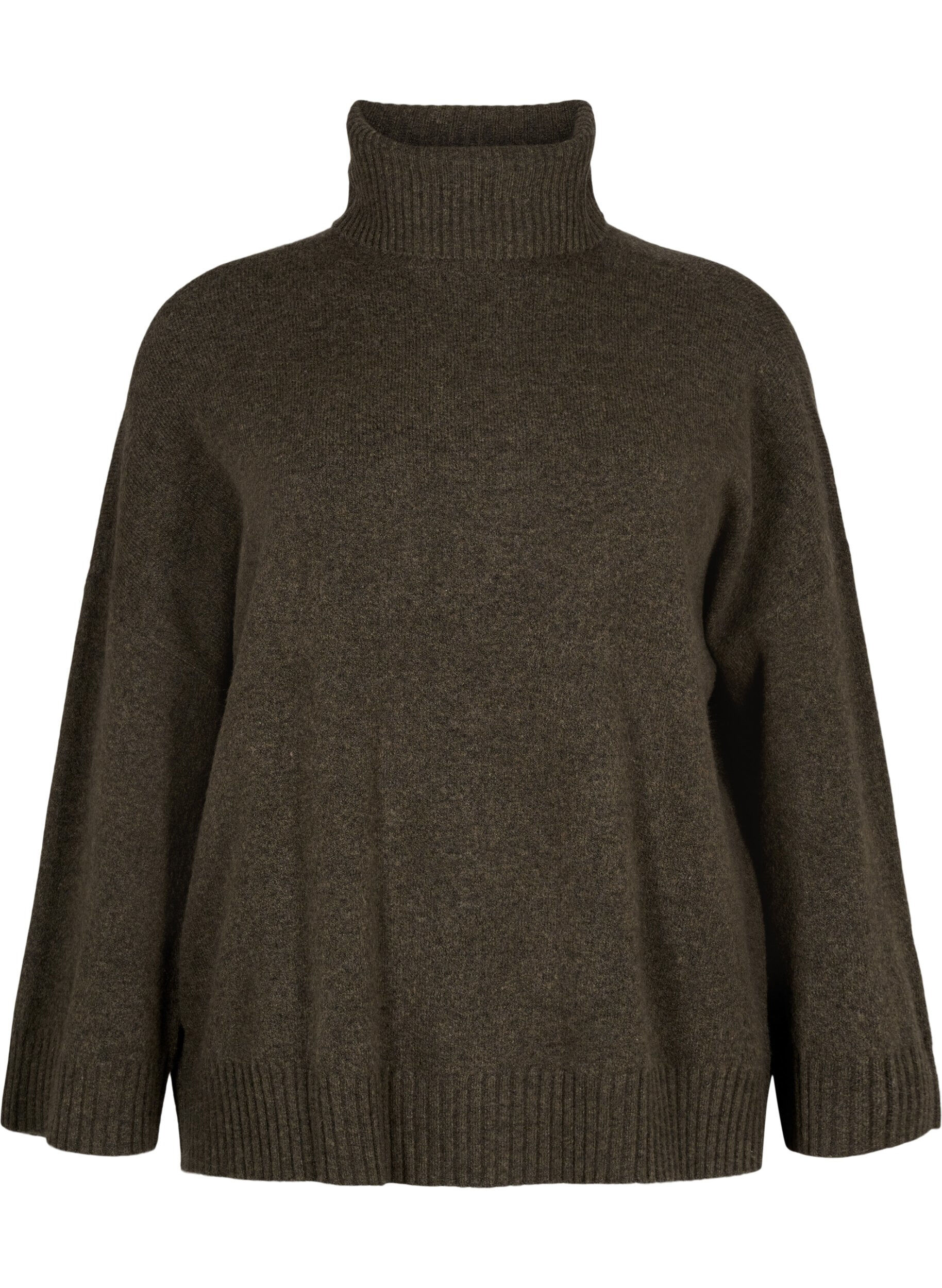 Zizzi Gebreide blouse met col, Sea Turtle Mel., Packshot image number 0