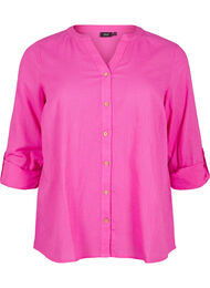 Katoenen blouse met een V-hals, Roze