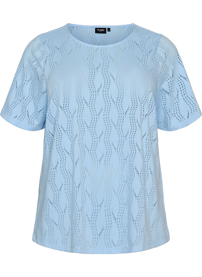 Jersey T-shirt met oogjespatroon, Blauw, Packshot image number 0