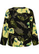 Blouse met bloemenprint, boothals en wijde mouwen, Zwart, Packshot image number 0