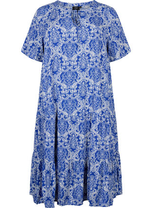 Viscose jurk met korte mouwen en print, S. the web Oriental, Packshot image number 0