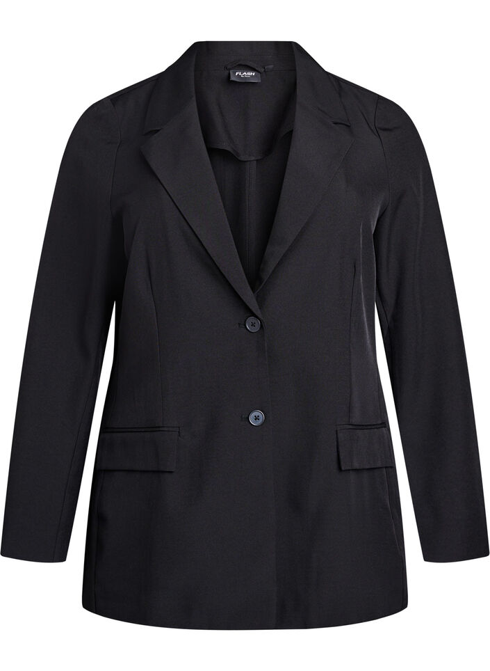 Blazer met zakken en splitjes, Zwart, Packshot image number 0