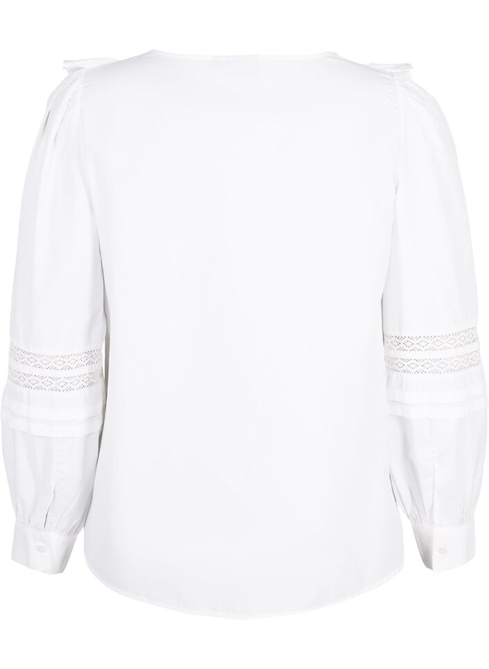 Blouse met ruffels en veters, Wit, Packshot image number 1