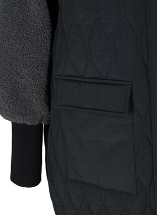 Gewatteerde jas met teddy en zakken, Black Comb, Packshot image number 3
