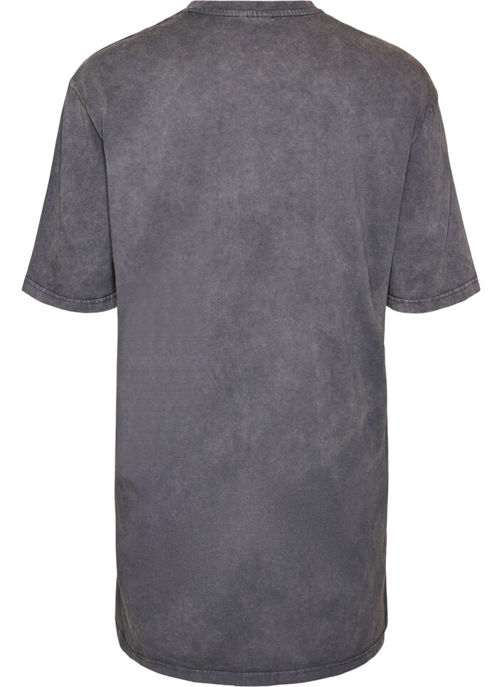 Losse T-shirt jurk met een gewassen look, Grijs, Packshot image number 1