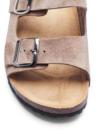 Suède sandalen met verstelbare gespen, Taupe, Packshot image number 2
