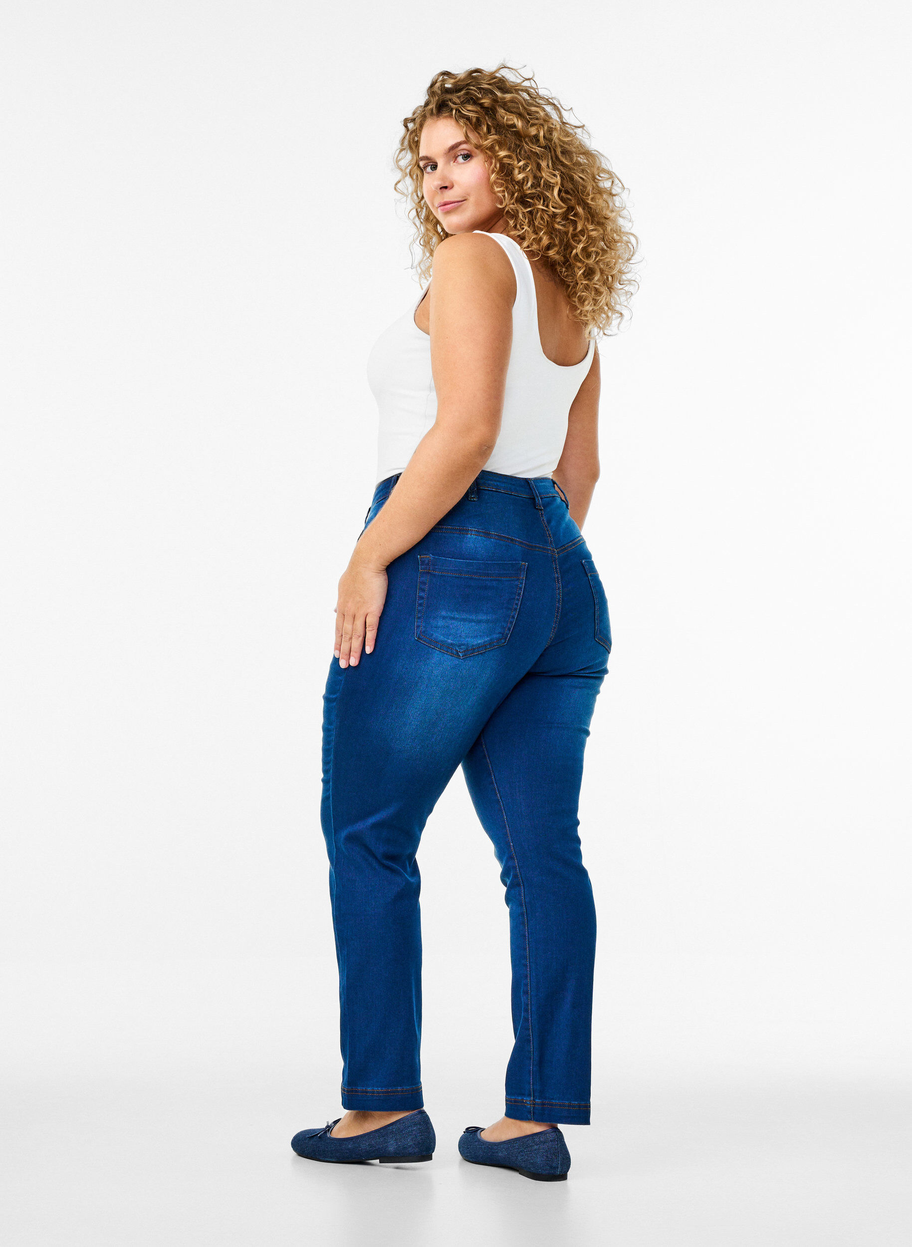 Zizzi Slim fit Emily jeans met normale taille, Blauw, Model image number 1