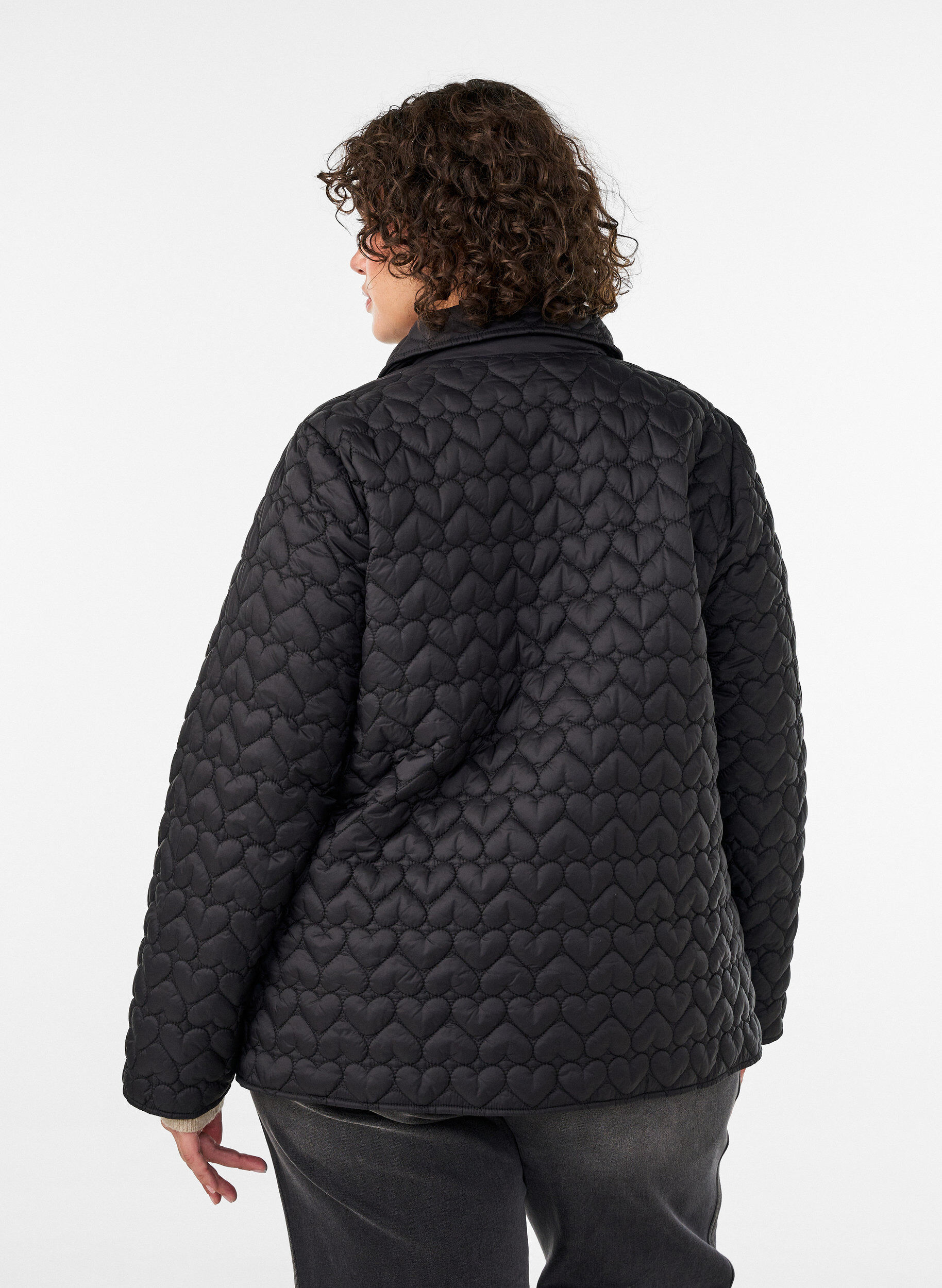 ZizziLicht gewatteerde jas met decoratieve stiksels, Zwart, Model image number 2