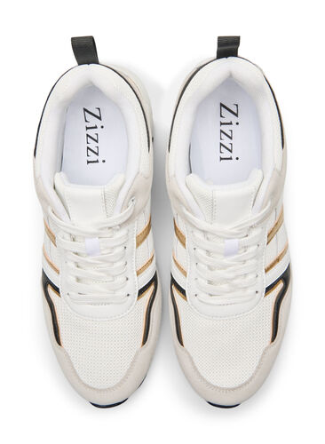 Sneakers met wijde pasvorm, White/Gold, Packshot image number 1