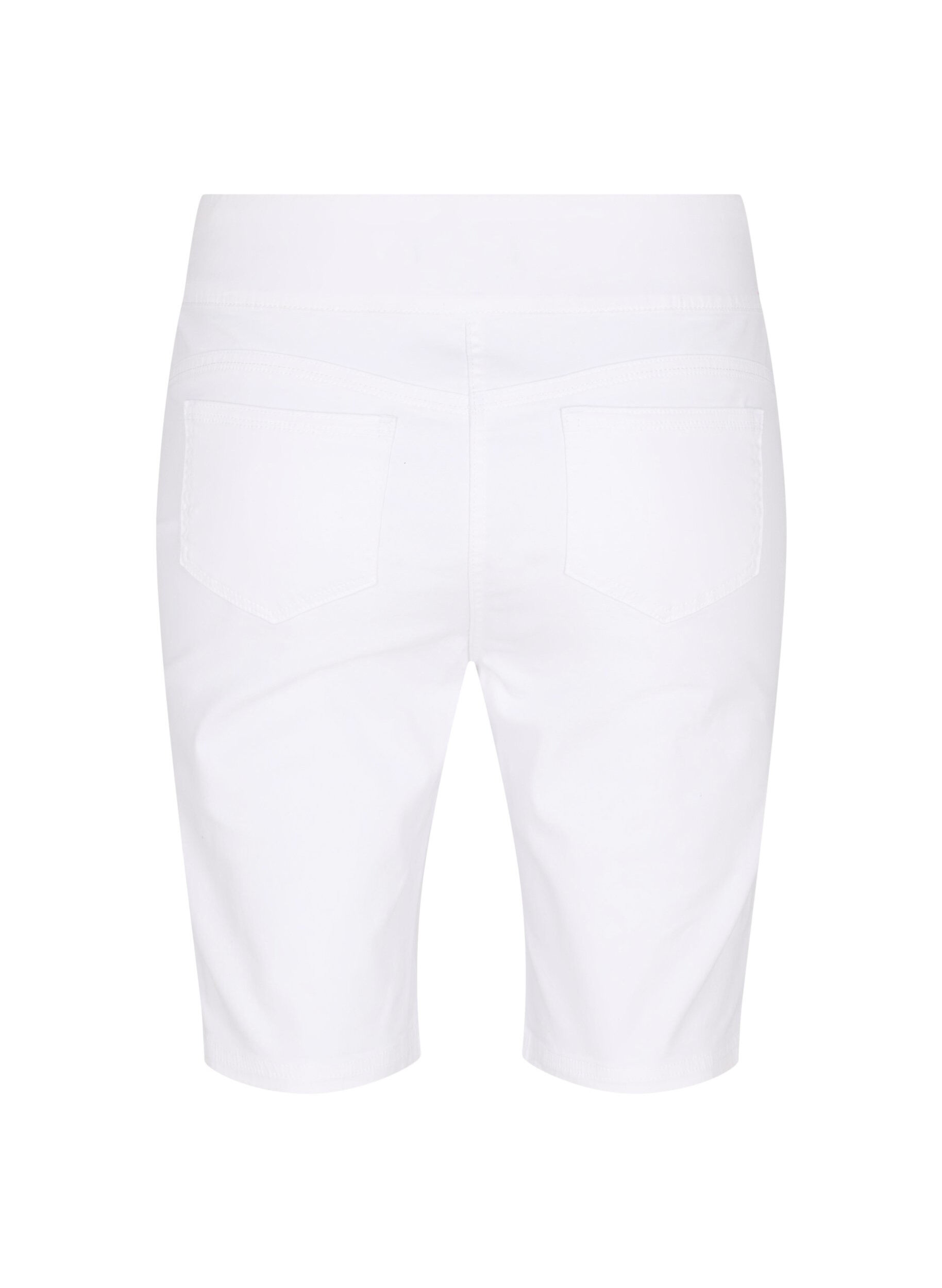 Zizzi Shorts met strakke pasvorm en achterzakken, White, Packshot image number 1