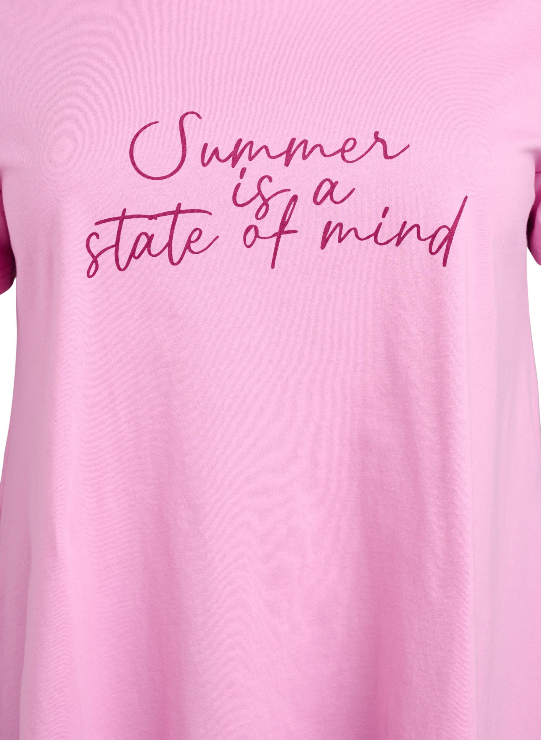 Zizzi T-shirt met ronde hals en A-lijn vorm, Roze, Packshot image number 2