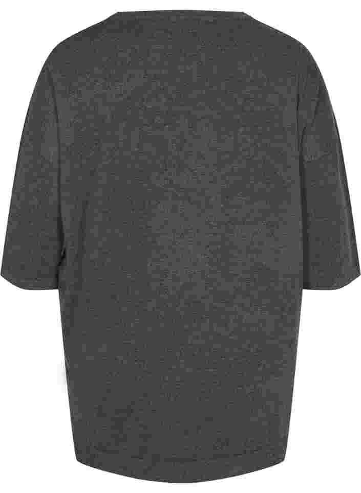 Gebreide trui met ronde hals en 3/4 mouwen, Dark Grey Melange, Packshot image number 1