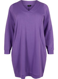 Sweatshirt jurk met v-halslijn, Deep Lavender